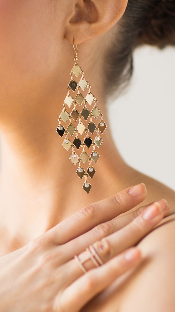 Multishaped Tassel Chandelier Earring  Ouros Jewels